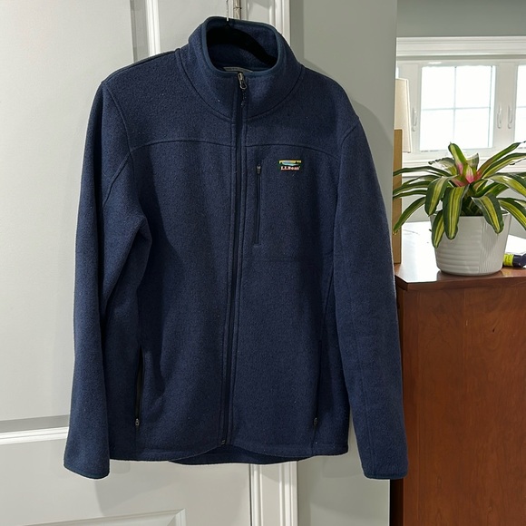 LL Bean Men’s Full Zip Sweater Fleece -Navy - Picture 2 of 7